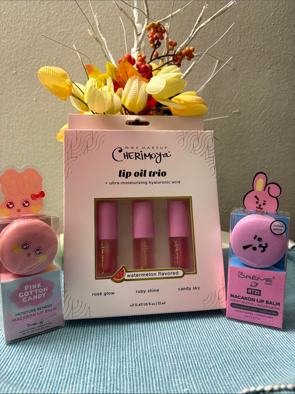 Lip Oil Trio - Watermelon and lip balm Bundle (Crème Shop)
